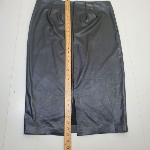 Eloquii Faux Leather Black Pencil Midi Skirt Women's Size 14 Party Event NWT - Picture 8 of 15